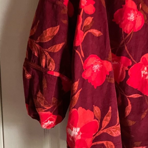 Sonoma Women's Size 2X Red Floral Corduroy Shirt - Picture 8 of 15